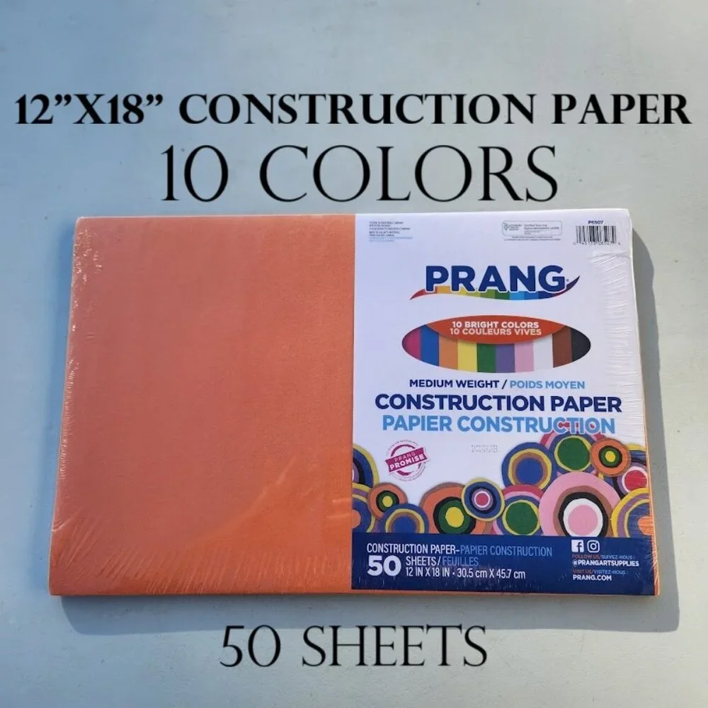 NEW Prang 10 Colors Construction Paper Medium Weight 50 Sheets 12